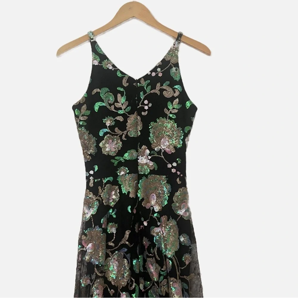 Dress The population Sequin Embroidered Floral Midi Black Dress S - Picture 6 of 10
